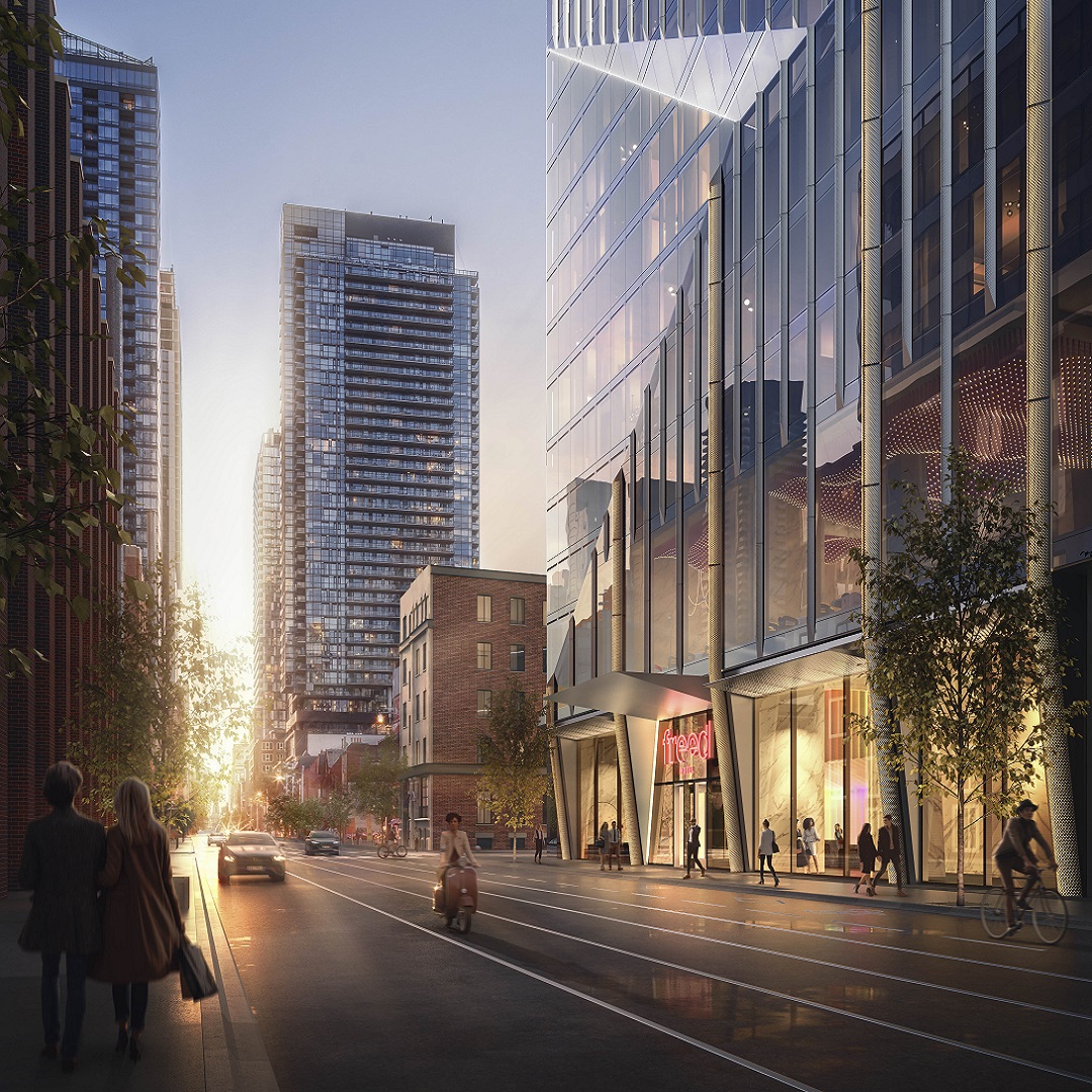 Exterior, Residential, Highrise, streetscape